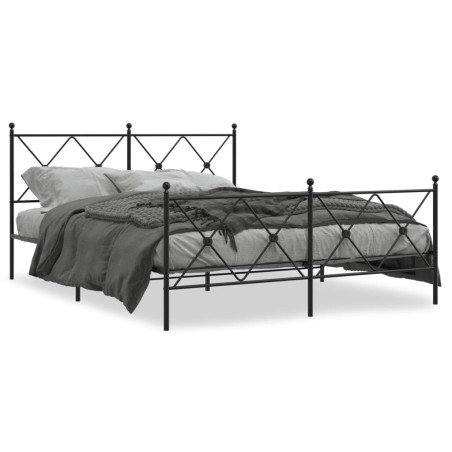 vidaXL Estructura de cama cabecero y estribo metal negro 150x200 cm