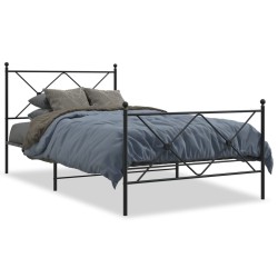vidaXL Estructura de cama con cabecero y estribo metal negro 100x200cm