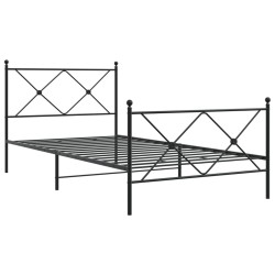 vidaXL Estructura de cama con cabecero y estribo metal negro 100x200cm