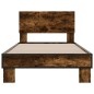 vidaXL Estructura cama madera ingeniería metal roble ahumado 90x200 cm vidaXL Estructura cama madera ingeniería metal roble ahumado 90x200 cm