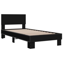 vidaXL Estructura de cama madera ingeniería y metal negro 100x200 cm