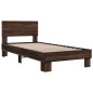 vidaXL Estructura cama madera ingeniería metal roble marrón 75x190 cm vidaXL Estructura cama madera ingeniería metal roble marrón 75x190 cm