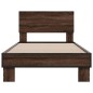vidaXL Estructura cama madera ingeniería metal roble marrón 75x190 cm vidaXL Estructura cama madera ingeniería metal roble marrón 75x190 cm