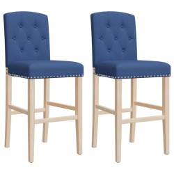 vidaXL Taburetes altos 2 uds madera maciza de caucho y tela