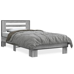 vidaXL Estructura cama madera ingeniería metal gris Sonoma 90x200 cm