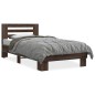 vidaXL Estructura cama madera ingeniería metal marrón roble 90x190 cm vidaXL Estructura cama madera ingeniería metal marrón roble 90x190 cm