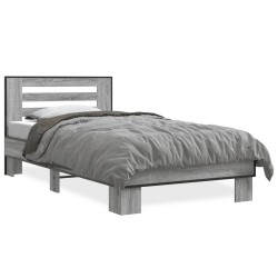 vidaXL Estructura cama madera ingeniería metal gris Sonoma 75x190 cm