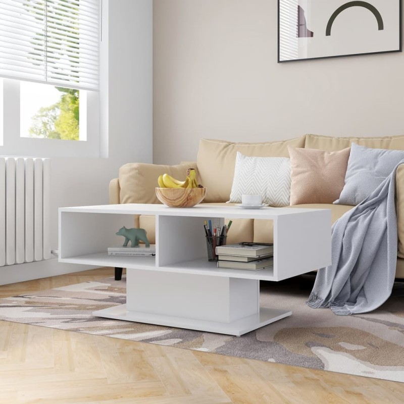 vidaXL Mesa de centro madera contrachapada blanco 103,5x50x44,5 cm