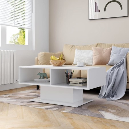 vidaXL Mesa de centro madera contrachapada blanco 103,5x50x44,5 cm