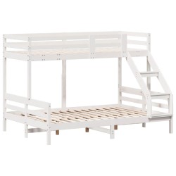 vidaXL Litera de madera maciza de pino blanco 80x200/140x200 cm