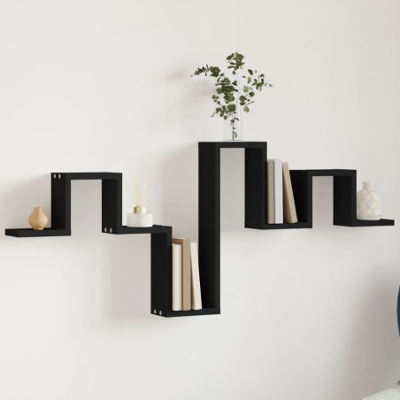 vidaXL Estantería de pared madera de ingeniería negro 104,5x10x43 cm