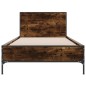 vidaXL Estructura cama madera ingeniería metal roble humo 100x200 cm vidaXL Estructura cama madera ingeniería metal roble humo 100x200 cm