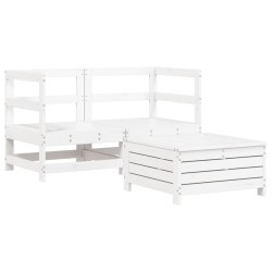 vidaXL Juego de sofás de jardín 3 piezas madera maciza de pino blanco