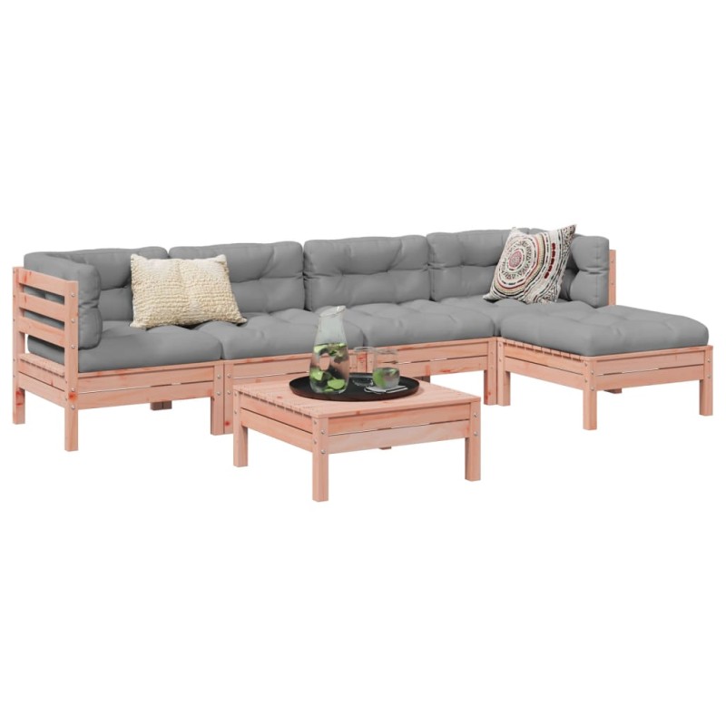 vidaXL Set de sofás jardín 6 pzas con cojines madera abeto Douglas vidaXL Set de sofás jardín 6 pzas con cojines madera abeto Douglas