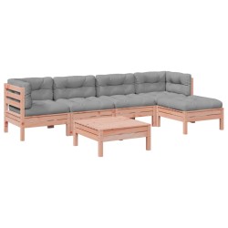 vidaXL Set de sofás jardín 6 pzas con cojines madera abeto Douglas