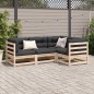 vidaXL Juego de sofás de jardín 4 pzas con cojines madera maciza pino vidaXL Juego de sofás de jardín 4 pzas con cojines madera maciza pino