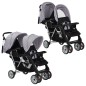 vidaXL Carrito para 2 niños tandem de acero gris y negro vidaXL Carrito para 2 niños tandem de acero gris y negro