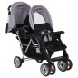 vidaXL Carrito para 2 niños tandem de acero gris y negro vidaXL Carrito para 2 niños tandem de acero gris y negro