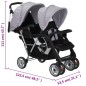 vidaXL Carrito para 2 niños tandem de acero gris y negro vidaXL Carrito para 2 niños tandem de acero gris y negro