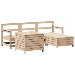 vidaXL Juego de sofás de jardín 5 piezas madera maciza de pino