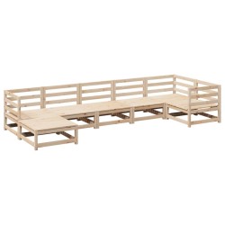 vidaXL Juego de sofás de jardín 7 piezas madera maciza de pino