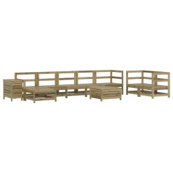 vidaXL Juego de sofás de jardín 10 pzas madera de pino impregnada