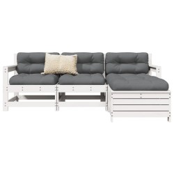 vidaXL Juego de sofás de jardín 4 pzas madera maciza de pino blanco