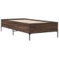 vidaXL Estructura cama madera ingeniería metal roble marrón 75x190 cm vidaXL Estructura cama madera ingeniería metal roble marrón 75x190 cm