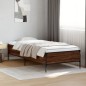 vidaXL Estructura cama madera ingeniería metal roble marrón 75x190 cm vidaXL Estructura cama madera ingeniería metal roble marrón 75x190 cm