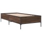 vidaXL Estructura cama madera ingeniería metal roble marrón 75x190 cm vidaXL Estructura cama madera ingeniería metal roble marrón 75x190 cm