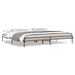 vidaXL Estructura cama madera ingeniería metal roble Sonoma 180x200 cm