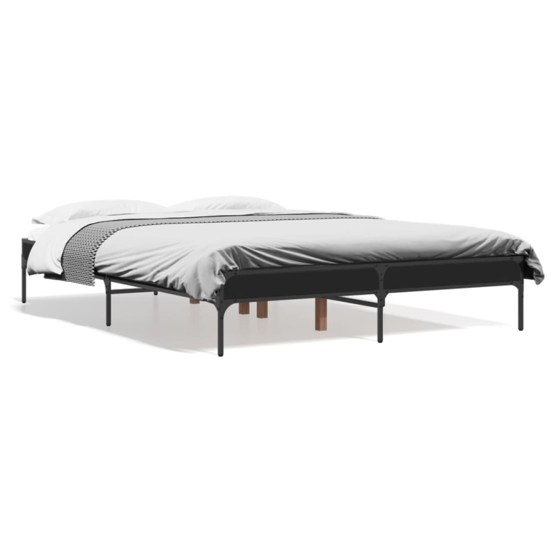 vidaXL Estructura de cama madera de ingeniería y metal negro 120x200cm vidaXL Estructura de cama madera de ingeniería y metal negro 120x200cm