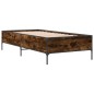 vidaXL Estructura cama madera ingeniería metal roble ahumado 90x190 cm
