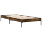 vidaXL Estructura cama madera ingeniería metal roble humo 100x200 cm vidaXL Estructura cama madera ingeniería metal roble humo 100x200 cm