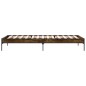 vidaXL Estructura cama madera ingeniería metal roble humo 100x200 cm vidaXL Estructura cama madera ingeniería metal roble humo 100x200 cm