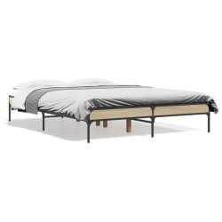 vidaXL Estructura cama madera ingeniería metal roble Sonoma 140x190 cm