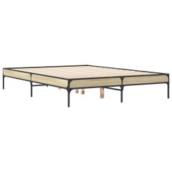 vidaXL Estructura cama madera ingeniería metal roble Sonoma 135x190 cm