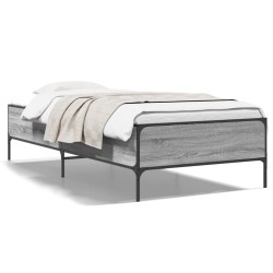 vidaXL Estructura cama madera ingeniería metal gris Sonoma 90x200 cm