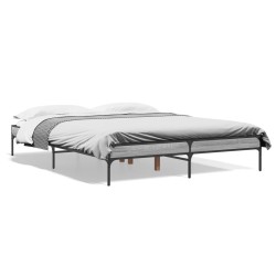 vidaXL Estructura cama madera ingeniería metal gris Sonoma 160x200 cm