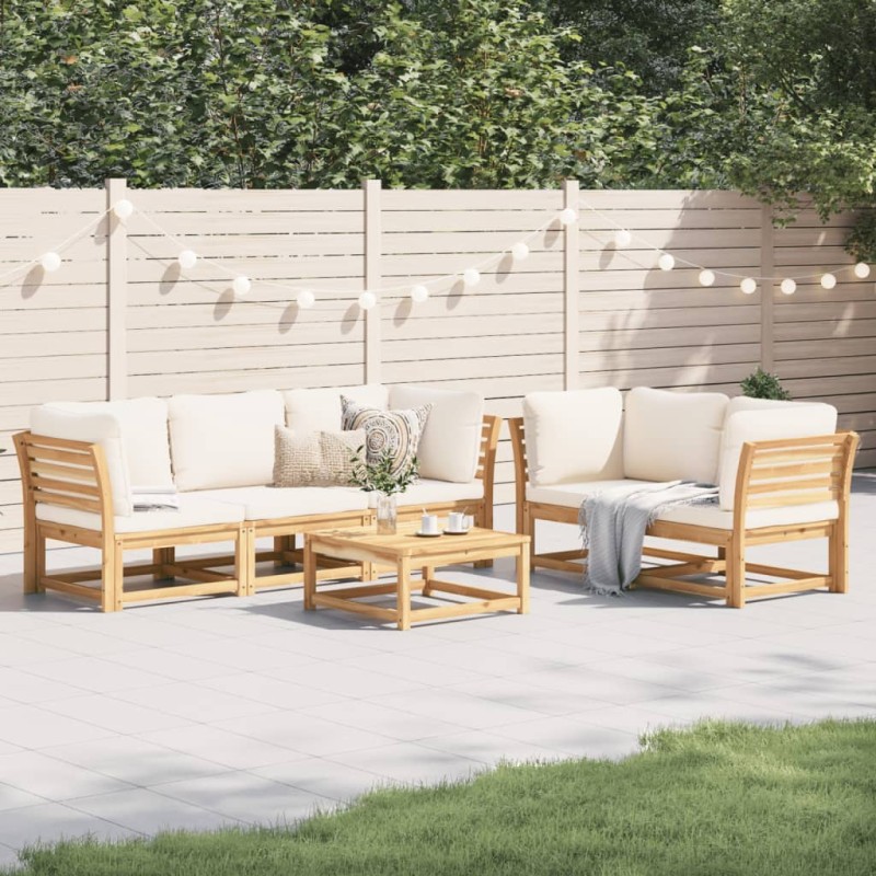 vidaXL Juego de muebles jardín 6 pzas con cojines madera maciza acacia
