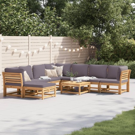 vidaXL Juego de muebles jardín 9 pzas con cojines madera maciza acacia