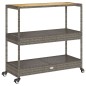 vidaXL Carrito de bar 3 niveles ratán PE y madera maciza acacia gris vidaXL Carrito de bar 3 niveles ratán PE y madera maciza acacia gris