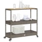 vidaXL Carrito de bar 3 niveles ratán PE y madera maciza acacia gris vidaXL Carrito de bar 3 niveles ratán PE y madera maciza acacia gris