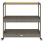vidaXL Carrito de bar 3 niveles ratán PE y madera maciza acacia gris vidaXL Carrito de bar 3 niveles ratán PE y madera maciza acacia gris
