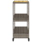 vidaXL Carrito de bar 3 niveles ratán PE y madera maciza acacia gris vidaXL Carrito de bar 3 niveles ratán PE y madera maciza acacia gris