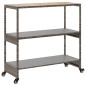 vidaXL Carrito de bar 3 niveles ratán PE y madera maciza acacia gris vidaXL Carrito de bar 3 niveles ratán PE y madera maciza acacia gris