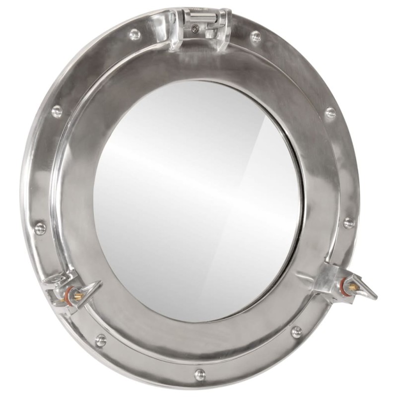 vidaXL Espejo de ojo de buey de pared aluminio y vidrio Ø38 cm vidaXL Espejo de ojo de buey de pared aluminio y vidrio Ø38 cm