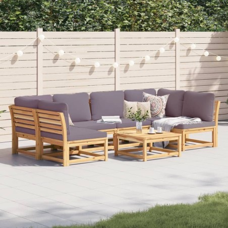 vidaXL Juego de muebles jardín 7 pzas con cojines madera maciza acacia