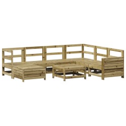 vidaXL Juego de sofás de jardín 8 pzas madera de pino impregnada