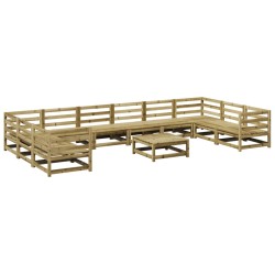 vidaXL Juego de sofás de jardín 11 pzas madera de pino impregnada